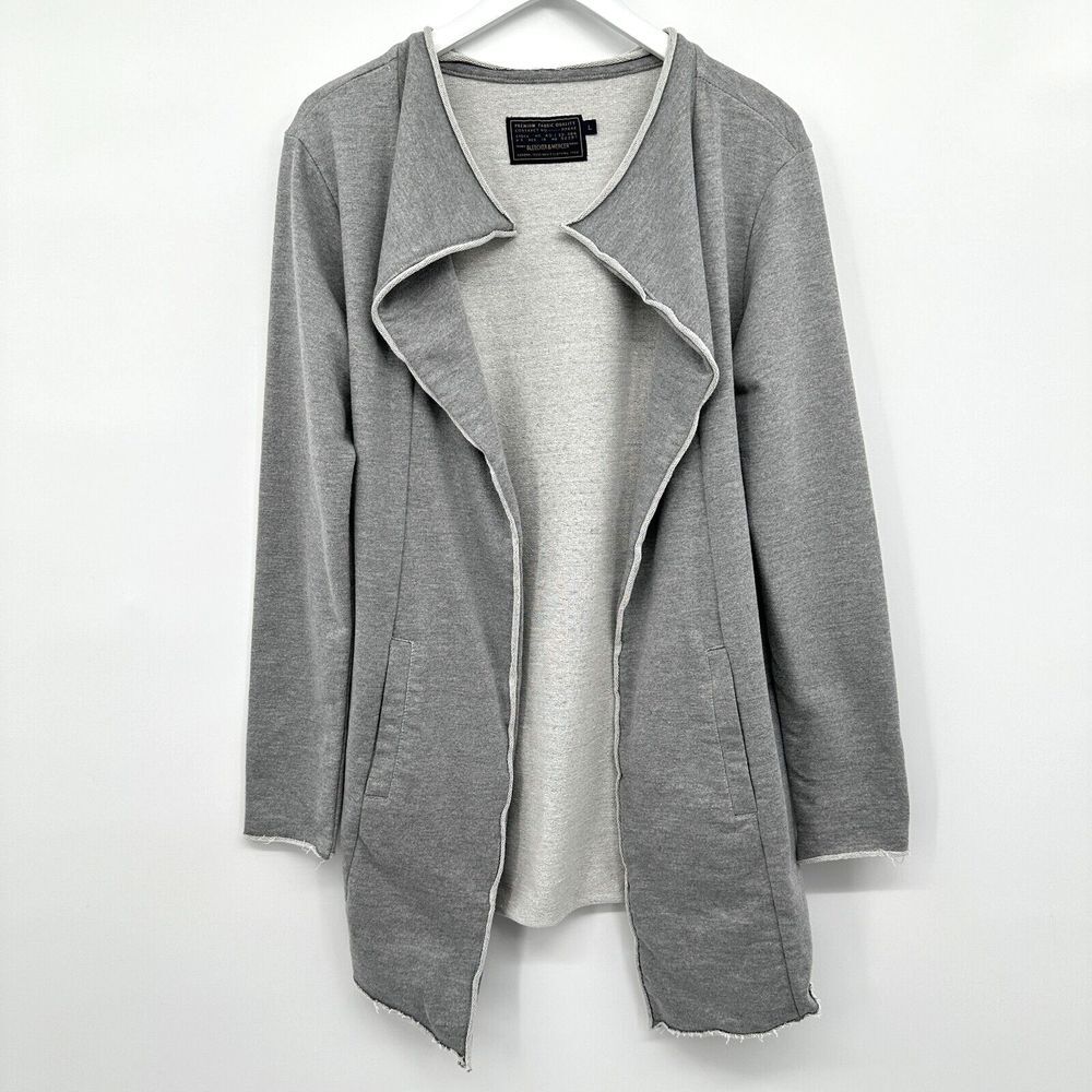 Light Gray Open-Front Men’s Cardigan Sweater